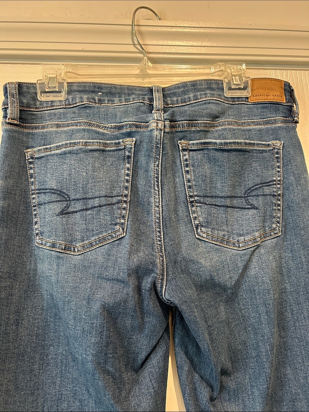 American Eagle Outfitters Dark Blue Flare Wide-Leg Jeans - Picture 3 of 5